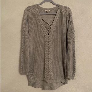 One Hart Gray Cable Knit High-Low Women’s Oversized  Sweater Size XL